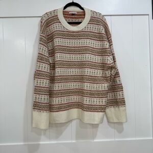 American Eagle Outfitters Cream and Red Patterned Sweater